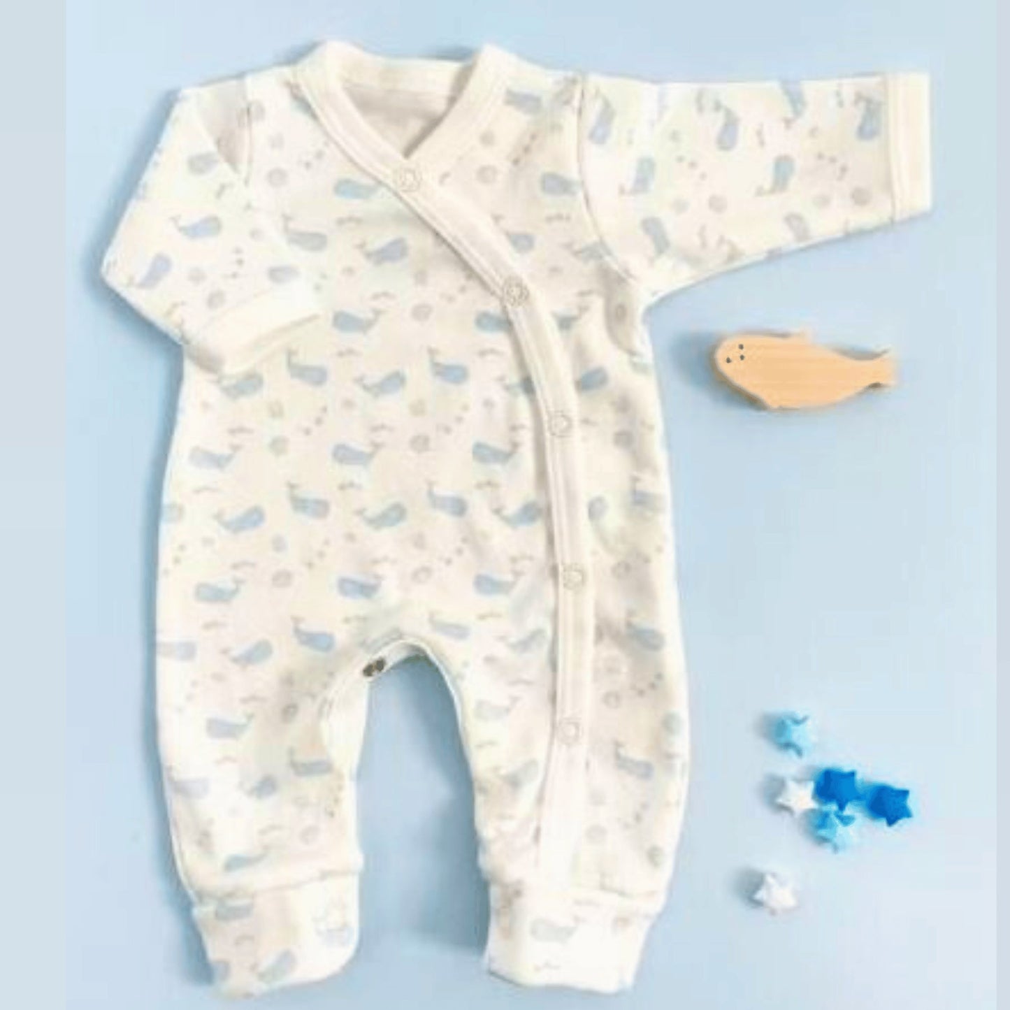 Ocean Blue Premature Baby Sleepsuit