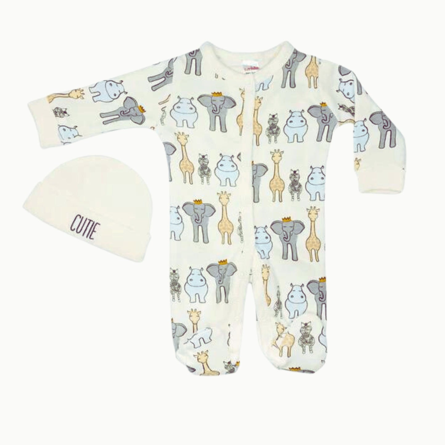 Tiny Baby Sleepsuit and Hat Set Safari